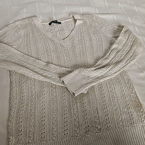 Banana Republic Women's Knitted V-neck Long Sleeves Sweater XS Pearl White - Picture 16 of 16
